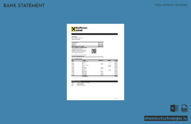 Beispiel eines Kontoauszugs der Raiffeisen Bank Serbiens (Excel-Vorschau)